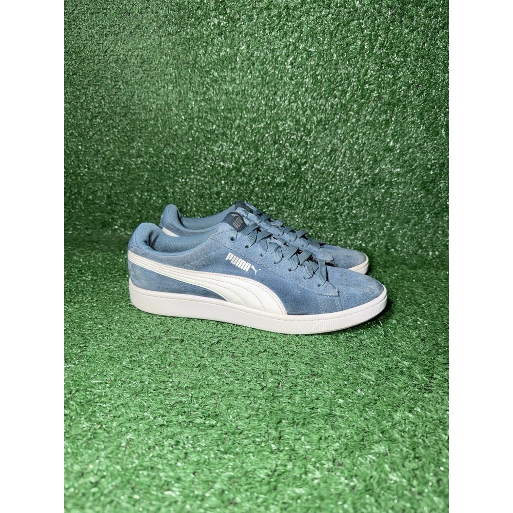 Puma Shoes Womens Size 8.5 Vikky V2 Blue Suede Casual Walking Comfort Sneakers